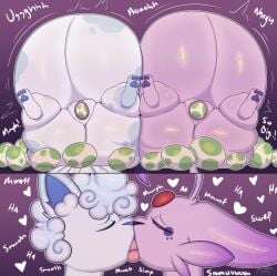 big_ass birth bubble_butt espeon esper_(justkindofhere) female furry huge_ass hyper_pregnancy justkindofhere pokemon pokemon_(species) pregnant ready_to_pop thick_thighs wide_hips yuri