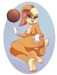 1girls 3:4 alternate_version_available anthro ass ball barefoot basketball blonde_hair blue_eyes breasts bunny bunny_girl clothing female female_only fur furry furry_only genitals gloves gloves_only hair half-closed_eyes hand_on_butt handwear hi_res innie_pussy lagomorph leporid lola_bunny looney_tunes mammal mostly_nude naked nipples nude on_side pussy rabbit ravenemore seductive_look smile solo tail warner_brothers