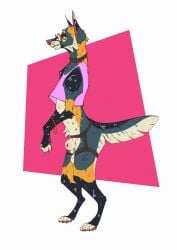 absurd_res animal_genitalia animal_penis bottomless bracelet canid canine canine_genitalia canine_penis clothed clothing collar eyewear fox garter_straps genitals glasses hi_res hybrid jewelry male mammal maned-wolf penis pink_clothing pink_topwear round_glasses saradrawsart semi-anthro sheath sheath_peek solo star_(saradrawsart) topwear