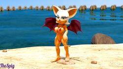 3d anthro beach bikini breasts chiropteran clothing female hi_res mammal nipples rouge_the_bat seaside sega sling_bikini solo sonic_(series) sonic_the_hedgehog_(series) swimwear thespig