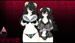 3d aged_up alternate_breast_size alternate_hairstyle blush fubuki_(senran_kagura) hair_flower large_breasts lingerie love_hotel marvelous nipples_visible_through_clothing see-through senran_kagura xhion24