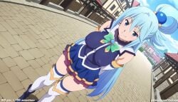 1girl 1girls absurd_res ai_assisted ai_generated anime aqua_(konosuba) ass blue_dress blue_eyes blue_hair boobs boots breasts bubble_butt building butt cleavage curvaceous curvy curvy_figure day detached_sleeves from_below green_bow hair_ornament high_resolution highres hourglass_figure huge_ass huge_butt kono_subarashii_sekai_ni_shukufuku_wo! konosuba large_breasts light-skinned_female long_hair looking_at_viewer low_angle outdoors patreon patreon_logo patreon_username smile solo street thick_thighs thighhighs thighs veyluna voluptuous white_thighhighs wide_hips