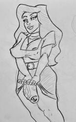2d 2d_(artwork) big_breasts big_penis cousin_mel dickgirl exposed_penis futa_only futanari grandma_got_run_over_by_a_reindeer huge_cock huge_penis humanoid_penis lifting_skirt line_art lineart newhalf nipple_slip penis showing_penis theshadowfiendart traditional_media_(artwork) uncircumcised uncircumcised_futa