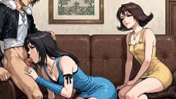 ai ai_generated assisted_fellatio blowjob collaborative_fellatio fellatio final_fantasy final_fantasy_viii heterosexual nude_female oral oral_sex rinoa_heartilly selphie_tilmitt squall_leonhart teamwork