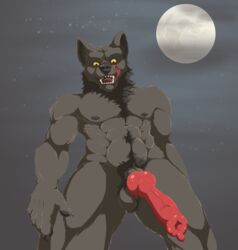 animal_genitalia animal_penis balls body_hair canid canine canine_penis canis genitals happy_trail hi_res knot licking licking_lips looking_at_viewer looking_down male male_only mammal moon penis sheath solo somecrazybastard standing tongue tongue_out were werecanid werecanine werewolf wolf yellow_eyes