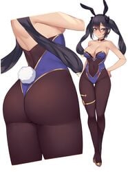 1girls big_breasts bunny_ears bunny_girl bunnysuit curvy curvy_body female female_focus female_on_top female_only genshin_impact kuavera long_hair mona_(genshin_impact) tagme