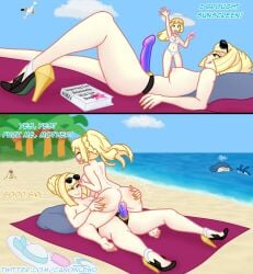 2girls ass_grab beach blonde_hair canonlewd comic daughter_penetrated female femdom game_freak high_heels incest lillie_(pokemon) lusamine_(pokemon) milf mother_and_daughter mother_penetrating mother_penetrating_child mother_penetrating_daughter multiple_females multiple_girls nintendo outdoor_nudity outdoor_sex outdoors pokemon pokemon_sm rough_sex sex strap-on strapon yuri