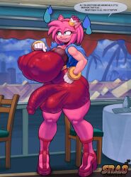 1futa 1girls 2023 alternate_breast_size alternate_version_available amy_rose anthro areola_outline awkward awkward_smile big_breasts bracelet breasts breasts_bigger_than_head bulge bulge_through_clothing chair closed_mouth clothing dress ellipsis english_text eulipotyphlan female female_focus female_only footwear furniture futa_only futanari gloves green_eyes growth growth_sequence hedgehog hi_res high_heels high_resolution highres huge_breasts hyper_genitalia hyper_penis intersex jewelry large_balls large_penis little_penis long_penis looking_away mammal nipple_outline only_female penis_visible_through_clothing pink_body pink_hair sega shoes snao solo sonic_(series) sonic_the_hedgehog_(series) speech_bubble sweat table text thick_thighs visible_penis voluptuous voluptuous_anthro voluptuous_body