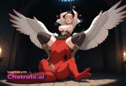 1girl ahegao ai_assisted ai_generated armor arms_above_head black_fingerless_gloves black_skirt black_thighhighs blonde_hair blur blush boots bouncing centauroid cinematic cumming curvy cute dark dim_lighting dungeon exposed_breasts falin_touden fangs female_focus fingerless_gloves flushed_face hearts high_quality holding_legs_up horny intercourse japanese_clothes jewelry large_breasts legs_spread_open mouth_open naughty necklace orgasm penetration penis_in_vagina red_hair_bow red_scales red_tail sex short_hair slit_pupils sweat taur thrusting volumetric_lighting yellow_eyes zettai_ryouiki