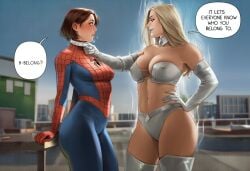 2girls ai_generated big_ass big_breasts blonde_female blonde_hair breasts curvaceous curvy curvy_figure digital_media_(artwork) emma_frost female genderswap genderswap_(mtf) hellfire_club hips homo_superior huge_ass huge_breasts huge_thighs large_ass large_breasts large_thighs legs light-skinned_female light_skin marvel marvel_comics mature mature_female mutant mutant_(marvel) peter_parker petra_parker phophopho rule_63 slim_waist spider-man spider-man_(series) thick thick_hips thick_legs thick_thighs thighs voluptuous waist white_queen wide_hips wide_thighs x-men yuri