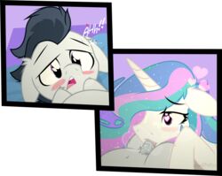 <3_eyes age_difference bodily_fluids cum cum_on_face duo fellatio female feral feral_on_feral genital_fluids hasbro heart male male/female my_little_pony oral penile princess_celestia_(mlp) rumble_(mlp) sex sherathoz young