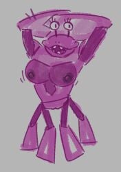 anthro arms_above_head arthropod breasts claws crab crab_girl_(gameoverse) crustacean female gameoverse glitch_productions junkbag motion_lines multi_limb pussy solo