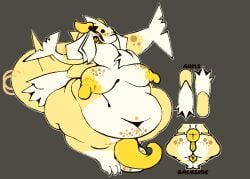animal_genitalia animal_penis animal_vulva animated animated_gif anthro aquatic demon fish genitals herm hybrid intersex lemon_shark markings model_sheet obese overweight penis prehensile_penis requiem_shark ruffkibble-awa shark short_playtime solo spots spotted_body vulva