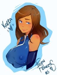 1girls 2015 avatar_legends big_breasts breasts dark-skinned_female dark_skin female korra nickelodeon nipple_bulge porn-princess solo the_legend_of_korra