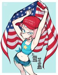 american_flag armpits daisy_dukes denim_shorts maga pearl_(steven_universe) steven_universe text