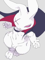 anthro balls cape feet furry male penis pink_eyes qadyx rabbit scar thick_thighs wide_hips