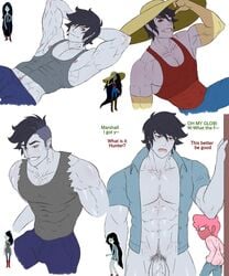 abs adventure_time ass biceps black_hair blush cartoon_network clothed gay genderswap_(ftm) grey_body khanosera male marceline marshall_lee muscular muscular_male naughty_face naughty_smile neck_bite nipples open_shirt penis pink_body pink_hair prince_gumball pubes red_eyes rule_63 sharp_teeth sleeveless_shirt sun_hat surprised tight_clothing undercut vampire