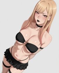 1girls ai_generated amused bandeau bitch black_lipstick blonde_hair breasts choker dominatrix female femdom fishnet fishnet_armwear fishnet_legwear fishnet_sleeves fishnet_thighhighs fishnets goth human japanese_female kitagawa_marin light-skinned_female light_skin lipstick looking_at_viewer makeup microskirt multicolored_hair nail_polish o-ring perfect_body piercing pink_eyes pov pov_eye_contact skirt sleeves slutty slutty_female solo solo_female solo_focus sono_bisque_doll_wa_koi_wo_suru stable_diffusion strapless suggestive thighs thong vooluxx