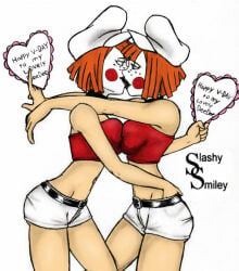 2010 2girls batman_(series) batman_beyond big_breasts breasts collaboration colored dc_comics dee_dees female female_only incest kissing lesbian nipple_bulge red_hair sisters tagme_(artist) twins valentine's_day