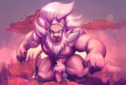 abs anthro balls bara cartoon_network claws cursedmarked flaccid flaccid_penis foreskin furry gay lion lion_(steven_universe) looking_at_viewer looking_forward male male_only mane muscles muscular muscular_anthro muscular_male nude penis pink_fur pink_hair pubic_hair solo steven_universe tail uncircumcised vein veins veiny_arms veiny_muscles