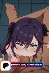 1boy 1girl ai_generated aqua_eyes artist_name bangs barefoot bdsm black_bow black_hair blue_eyes blush bow breast_press breasts brick_wall censored crying crying_with_eyes_open cum cum_in_mouth dark_skin dark_skinned_male deepthroat english_text eyebrows_visible_through_hair fake_screenshot fellatio from_above genshin_impact grabbing_another's_hair green_eyes hair_between_eyes hair_bow hair_ornament hair_ribbon half-closed_eyes heart heart_censor hetero hoyoverse indoors interracial irrumatio kneeling large_breasts long_hair looking_at_viewer looking_up medium_breasts mona_(genshin_impact) navel nipples nude oral patreon_logo patreon_username penis pov purple_hair rape rating ribbon saliva shiny_hair solo_focus spread_legs subtitled sweat tearing_up tears testicles tile_floor tile_wall tiles tohsaka_rin toilet twintails uncensored veiny_penis watermark wide-eyed