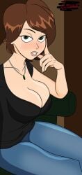 1girl aunt_cass big_breasts big_hero_6 cass_hamada cleavage disney milf redquill07 suggestive_look thick_thighs