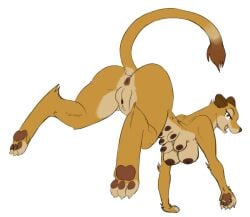 actionbastardvirginblstr all_fours anthro anus areola breasts butt colored digital_media_(artwork) feet felid female female_anthro genitals inverted_nipples lion looking_at_viewer looking_back looking_back_at_viewer mammal multi_breast nipples nude nude_anthro nude_female open_mouth open_smile pantherine pawpads quadruped raised_tail simple_background smile smiling_at_viewer soles tail vulva white_background