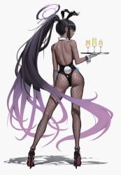 1girls bunny_ears bunny_tail bunnysuit female female_only fishnets gloves high_heels kakudate_karin karin_kakudate khione_(artist) png revealing_clothes serving_tray shiny_clothes