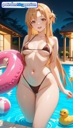 1girls 2026 ai_assisted ai_generated anime asuna_(sao) bikini boobs breasts bust hi_res high_quality high_resolution highres innertube looking_at_viewer navel night open_mouth patreon patreon_username pool sky skypassion smile soaking_feet stable_diffusion swimsuit sword_art_online sword_art_online:_alicization tits wading water watermark yuuki_asuna