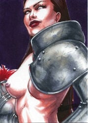 1girls 2013 armor breasts brown_hair female history nipples solo tagme_(artist) traditional_media_(artwork)