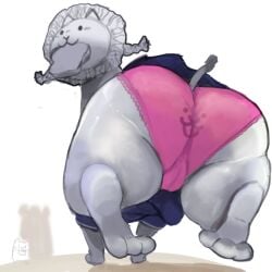 1:1 big_butt butt camel_toe clothing domestic_cat felid feline felis female feral lion long_neck mammal pantherine panties school_uniform shamelesss solo the_battle_cats tomboy_lion_cat underwear uniform