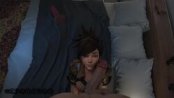 1boy 1girls 3d animated areolae bed big_breasts big_penis blizzard_entertainment brown_hair clothed_female_nude_male cock_slap isq isqoisqo male/female nipples no_sound overwatch penis_on_face penis_slap penis_slapping_face short_hair sitting straight tracer video