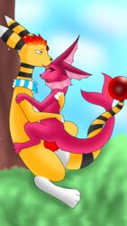 9:16 absurd_res ampharos anthro balls big_balls duo eeveelution fan_character feral fish gabu_art genitals hi_res male male/male male_only male_penetrated male_penetrating male_penetrating_male male_vaporeon mammal marine nintendo penetration pokémon_(species) pokemon pokemon_(species) sex vaporeon video_games