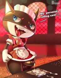 ann_takamaki anthro atlus balls blue_eyes cum cum_on_photo cum_tribute cumshot english_text feline maid_uniform male_only morgana_(persona) open_mouth penis persona persona_5 tagme tongue_out