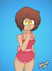 1girls amber_eyes brown_hair female fnafhs fnafhs_z3ro freddy's_mom_(fnafhs) iori_licea mama_de_freddy_(fnafhs) martha_(fnafhs) milf sole_female yellow_eyes