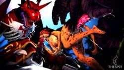 3d_(artwork) absurd_res anthro armor ass big_breasts big_penis black_body black_fur bodily_fluids breasts butt_grab cheetah claws cum cum_everywhere cum_in_mouth cum_in_pussy cum_inside cum_leaking cum_on_breasts cupped_hands digimon digimon_(species) digital_media_(artwork) felid feline fellatio female fluffy fur genital_fluids genitals godzilla godzilla_(series) group group_sex hand_on_butt handjob hi_res huge_cock kaiju low-angle_view male male/female mammal megidramon messy multicolored_penis nipples oral orange_body orange_fur penetration penile penis pussy_juice red_body red_skin scales scalie sex sharp_teeth source_filmmaker spitroast tan_body tan_fur teeth thesp97 toho vaginal_penetration wet worm's-eye_view