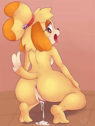 1girls 2015 animal_crossing anthro anus ass breasts cum cum_in_pussy female isabelle_(animal_crossing) krayboost nintendo pussy solo tongue tongue_out