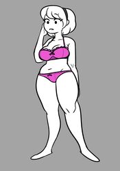 female headband homestuck human looking_down ms_paint_adventures no_nose pink_bra pink_panties pumpkinsmut rose_lalonde solo underwear underwear_only white_hair wide_hips