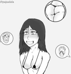 1girls 2boys attack_on_titan black_eyes black_hair eye_bags female male nosebleed pajualala pale_skin pieck_finger porco_galliard shingeki_no_kyojin smile tagme zeke_jaeger