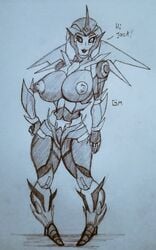 1girls 2d arcee arcee_(prime) artist_request big_breasts breasts busty dialogue drawn english_text female female_only huge_breasts looking_at_viewer monochrome nipples puffy_nipples robot robot_girl sketch solo solo_female standing tagme_(artist) text thick_legs thick_thighs transformers transformers_prime
