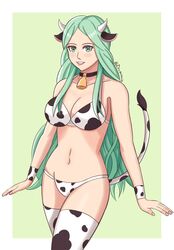 1girls breasts cow_bikini cow_ears cow_girl cow_horns cow_print cow_print_bikini cow_tail cowbell dragamon10 female female_only fire_emblem fire_emblem:_three_houses light_skin lipstick long_hair mint_green_hair nintendo rhea_(fire_emblem) solo solo_female thighhighs year_of_the_ox