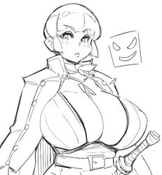 big_breasts cleavage isabeau_(smt) shin_megami_tensei shin_megami_tensei_iv sketch zako_(arvinry)