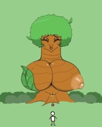 1girls big_areola big_breasts breasts covered_nipple enormous_breasts female female_focus giant_breasts gigantic_breasts huge_breasts large_breasts leaf massive_breasts pussy_juice succ2 tree