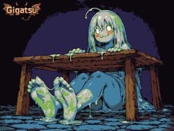 ai_assisted ai_generated animated animation aseprite_(artwork) barefoot feet foot_fetish foot_focus gigatsu limited_palette pixel_animation pixel_art seductive slime slime_(substance) slime_girl sole_female soles toes twitching