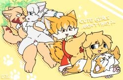 anthro canid canine canis chibi collaborative collaborative_sex digital_drawing_(artwork) digital_media_(artwork) domestic_cat domestic_dog f1r3f0xnsfw family_bonding felid feline felis female female/female/male fox friends_with_benefits gift group group_sex hi_res kemono kochu_the_dark_moon male male/female mammal orgy penetration penile penile_penetration sex smile threesome