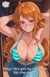 ai_assisted ai_generated armpits arms_behind_back arms_up big_breasts breasts brown_eyes comic curvy curvy_body curvy_female female female_focus female_only huge_breasts large_breasts long_hair looking_at_viewer moonwool_branch nami_(one_piece) one_piece orange_hair prostitution seductive seductive_eyes seductive_look seductive_mouth seductive_pose seductive_smile smile smiling solo solo_female solo_focus talking talking_to_viewer thick_ass thick_thighs thighs uncensored