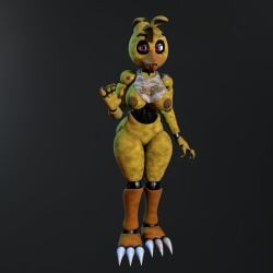 1:1 2025 3_toes 3d_(artwork) 4_fingers animatronic anthro areola avian beak bib big_breasts bird breasts chica_(fnaf) chicken claws dark_areola dark_nipples digital_media_(artwork) feet female fingers five_nights_at_freddy's full-length_portrait galliform gradient_background hi_res looking_at_viewer machine nipples non-mammal_breasts non-mammal_nipples octal octal_(modeler) phasianid portrait profanity purple_eyes robot robot_anthro scottgames sharp_teeth simple_background smile smiling_at_viewer solo teeth toe_claws toes vintage_chica_(octal) wide_hips yellow_body
