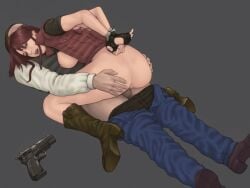 1boy 1girls ai_generated animated animated_image animation anus ass ass_focus behind_view boots bottomless bottomless_female brian_irons claire_redfield closed_eyes clothed clothed_sex clothing cowgirl_position cum cum_in_pussy cum_inside cumming_in_pussy cumming_while_penetrated cumming_while_penetrating cumshot edit edited female fingerless_gloves fingernails forced forced_sex functionally_nude gif grabbing_ass gun human ichigatsu111 leather_boots lips lying male male_pubic_hair mugensaku open_mouth pubic_hair pussy resident_evil restrained restrained_arms riding riding_penis semen semen_in_vagina sex shaved_pussy sitting_on_penis straight tagme upper_teeth vaginal_penetration vest zoom_in