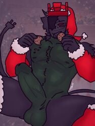 1boy 1x1x1x1 1x1x1x1_(forsaken) 2025 2_eyes beard bellybutton big_penis black_body chest chest_tift christmas christmas_outfit cock eating eating_cookie eating_food forsaken_(roblox) green_body hair hair_tuft male male_focus male_only nipple nipples pecs penis red_clothing red_hat roblox roblox_game roblox_myth robloxian roblxian santa santa_costume santa_hat solo_male swirlytundra tagme tail thighs visible_skeleton white_fur wire wire_tail wires