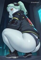 1girls ai_generated big_ass big_breasts breasts bubble_ass bubble_butt cd_projekt_red curvaceous curvy curvy_figure cyan-skinned_female cyan_body cyan_skin cyberpunk cyberpunk:_edgerunners cyberpunk_(series) cyberpunk_2077 digital_media_(artwork) female green_hair hips hourglass_figure legs light-skinned_female light_skin mature mature_female pale-skinned_female pale_skin plump_ass rebecca_(edgerunners) round_ass sentaihenpai short short_female shortstack slim_waist thick thick_ass thick_hips thick_legs thick_thighs thighs voluptuous waist wide_hips